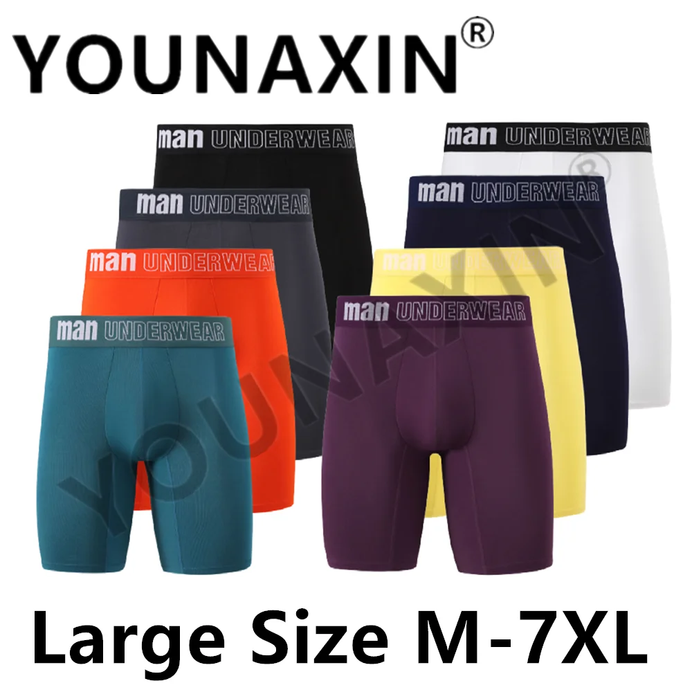 

1 Pieces Big Size Men Underwear Boxers Briefs Panties Bamboo Fiber Knickers Boy Underpants Stitching Color Long Undies 6XL 7XL