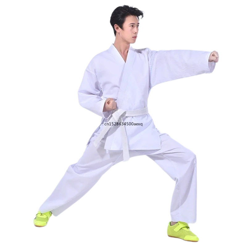 Karate Gi Uniform  Suit  Elastic Waistband For Kids Sports Training Fitness Gym Free White Belt