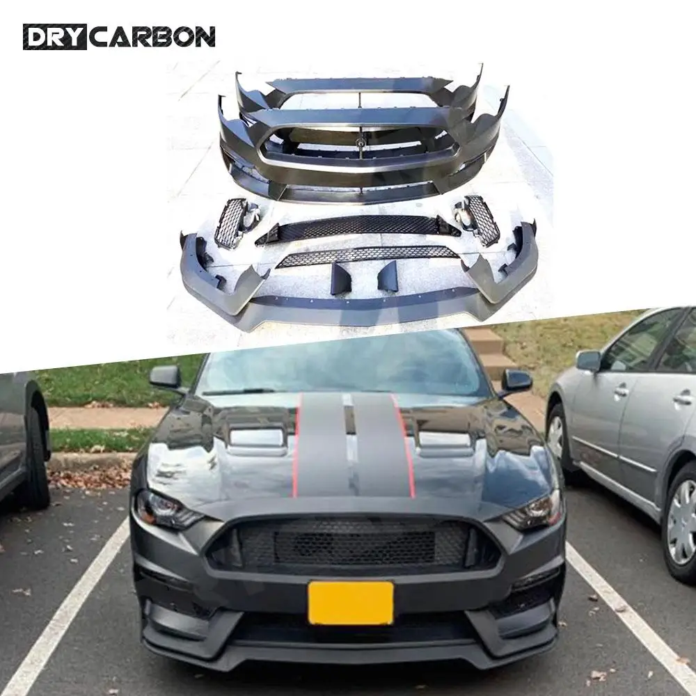 

Car Front Bumper Bodykits Front Bumper Lip Racing Grills For Ford Mustang 2018 2019 2020 GT350 Style Bumper Accessories