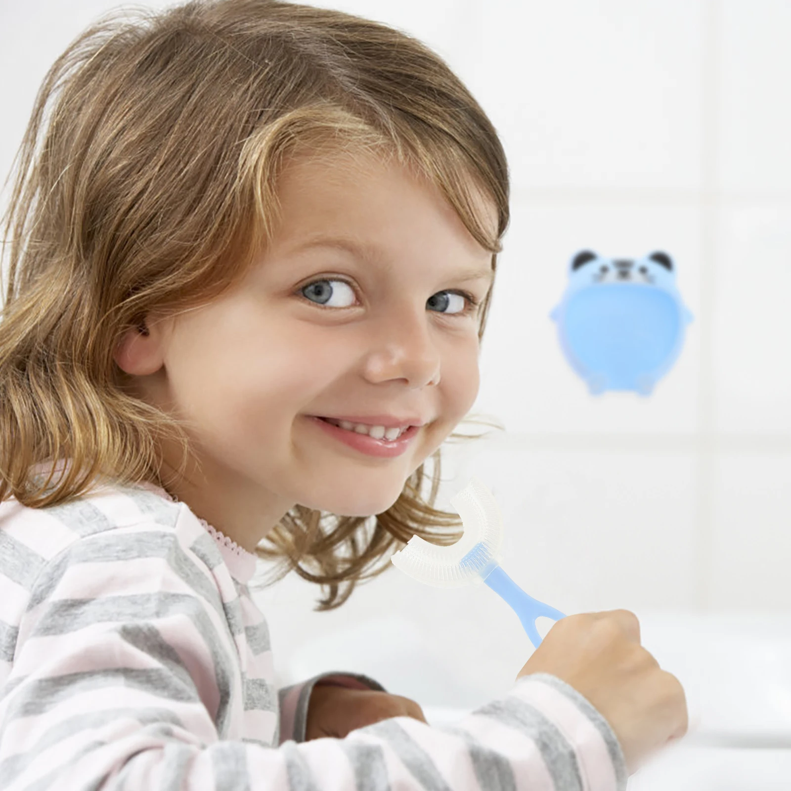 

2 Sets Kids Silicone U-Shaped Toothbrush Toddler Soft Bristle Three-Sided Cleaning Oral Care Tool for Baby Teeth 2-4 for Early