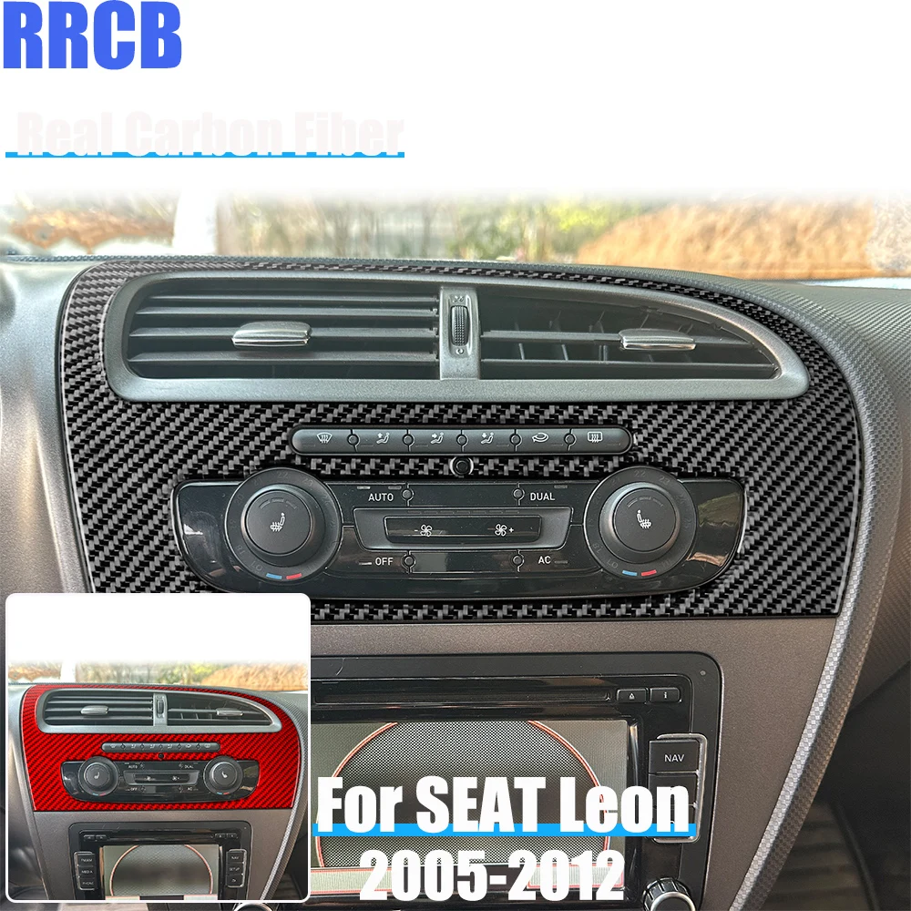 

Настоящие автомобильные аксессуары из углеродного волокна, мягкая наклейка на центральный климат для SEAT Leon MK2 2005 2006 2007 2008 2009 2010 2011 2012