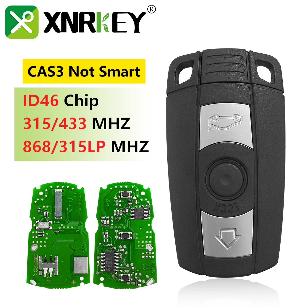 

XNRKEY 3 Button Car Remote Key ID46 Chip 315/315LP/433/868Mhz for BMW CAS3 System 1 3 5 7 Series X5 X6 Z4 Not Smart Card Car Key