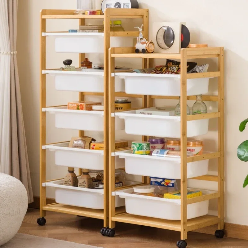 Universal multi-layer mobile cart rack snack kitchen fruit and vegetable storage floor cosmetics children's toy storage