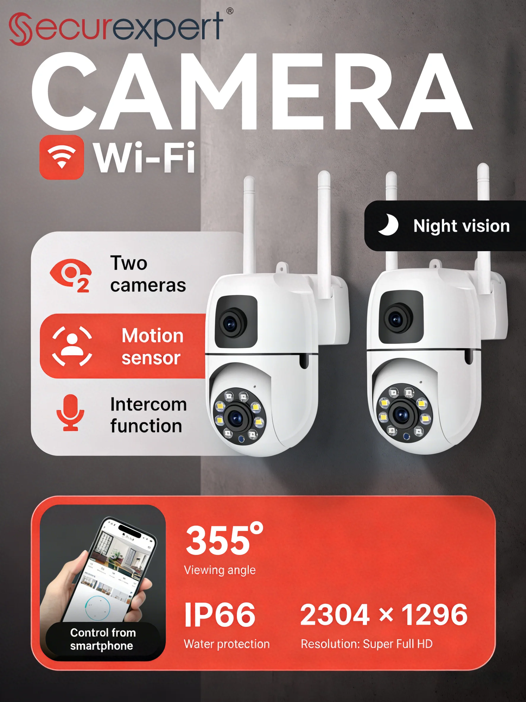 

Беспроводная Wi-Fi камера видеонаблюдения с двумя объективами и двумя экранами, IP PTZ камера безопасности с автоматическим отслеживанием и цветным ночным видением