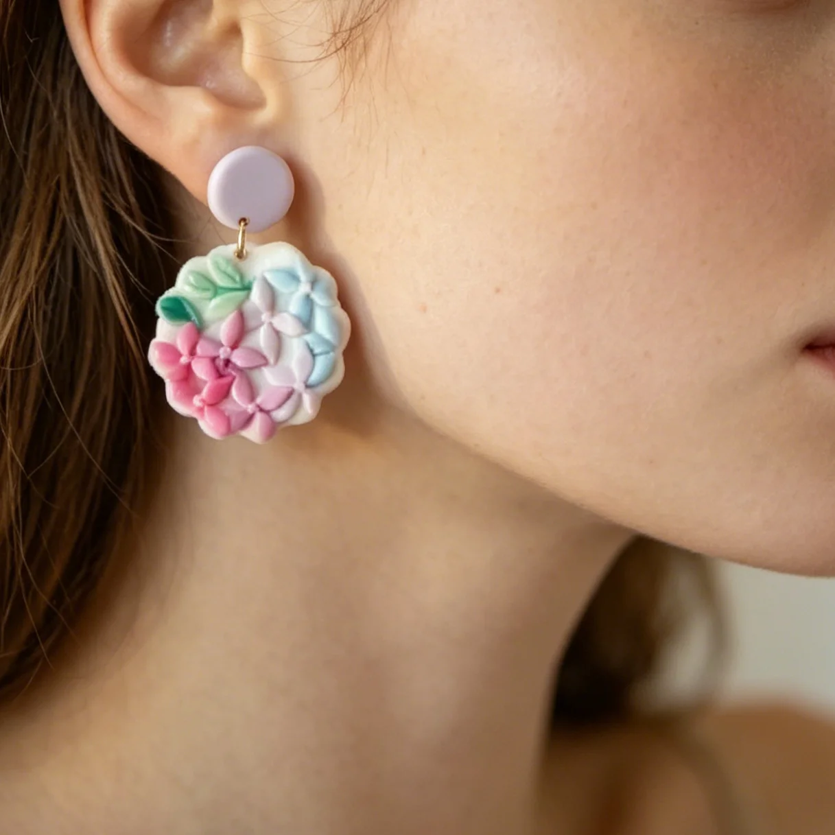 Floral Romantic Multi-Shaped Dangle Earrings Set Trendy Fashion Polymer Clay Women\'s Accessory for Beach Holiday Wear Gifts