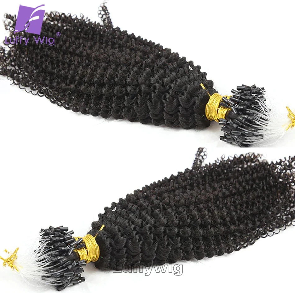 Afro Kinky Curly Micro Ligações Extensões para mulheres negras, cabelo brasileiro, Micro Loops, cabelo humano, 4B, 4C