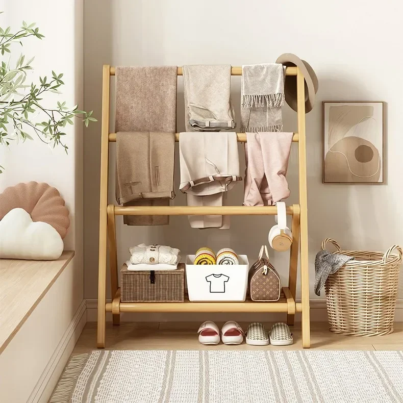 AOLIVIYA Modern Light Minimalist Foldable Coat Rack, Floor Standing Clothes Rack for Bedroom Bedside Economical Storage B318276