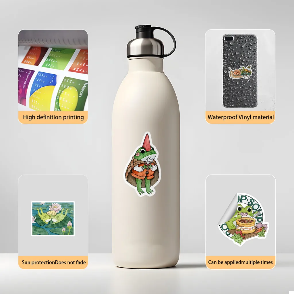 50PCS Cute Frog Graffiti Stickers - Creative Cartoon Waterproof Decor for Water Cup & Phone( Anime Worlds Store)