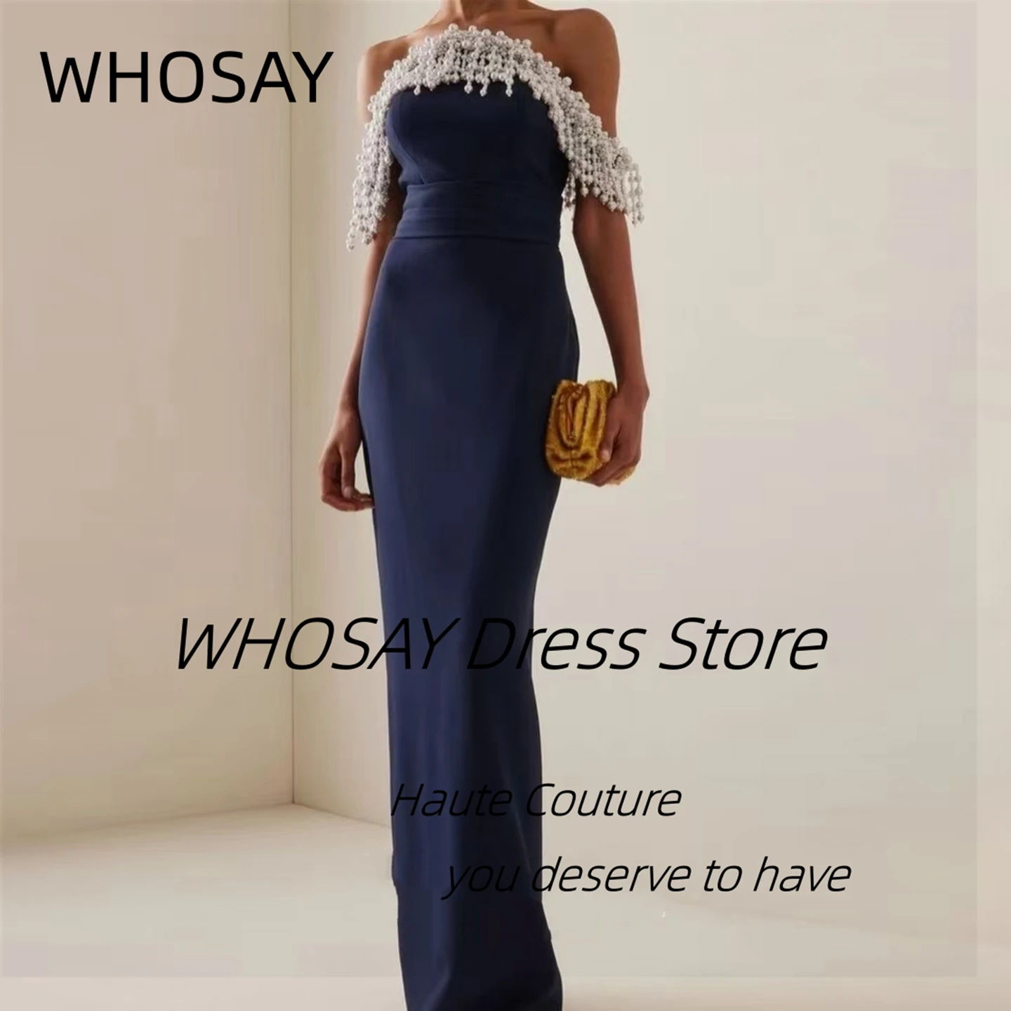 

WHOSAY Индивидуальные платья для выпускного вечера с открытыми плечами и кисточками с бисером Robe Des Soiree Длинные элегантные вечерние платья на молнии с разрезом сзади