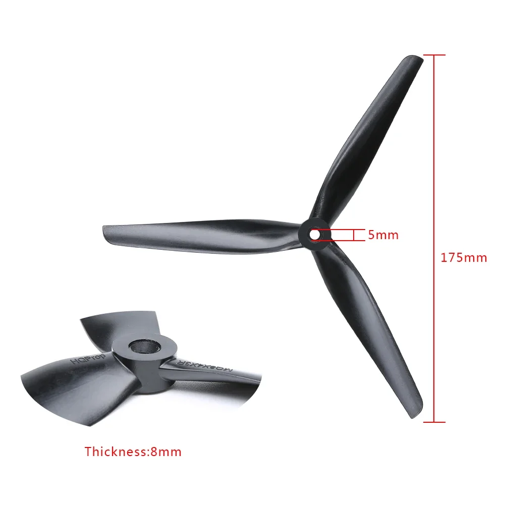 2Pairs(2CW+2CCW) HQPROP 8X4X3 8040 3-Blade Black-Glass Fiber Nylon Propeller