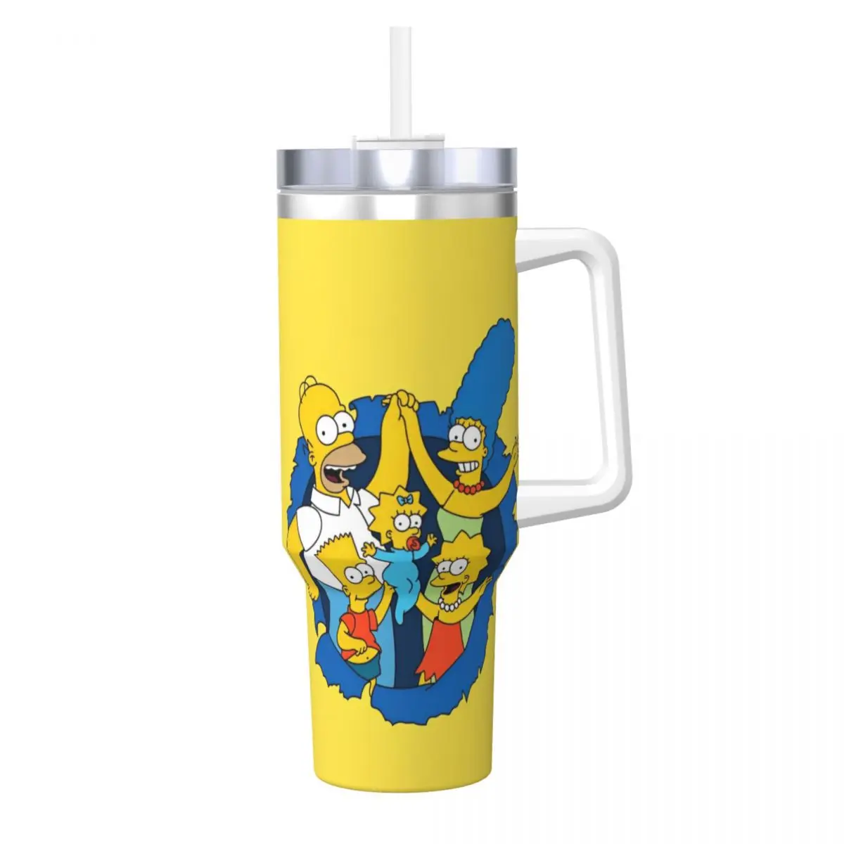 Stainless Steel Tumbler The S-Simpsons Car Mugs With Straws Travelist Cold and Hot Water Bottle Leakproof 40oz Thermal Mug