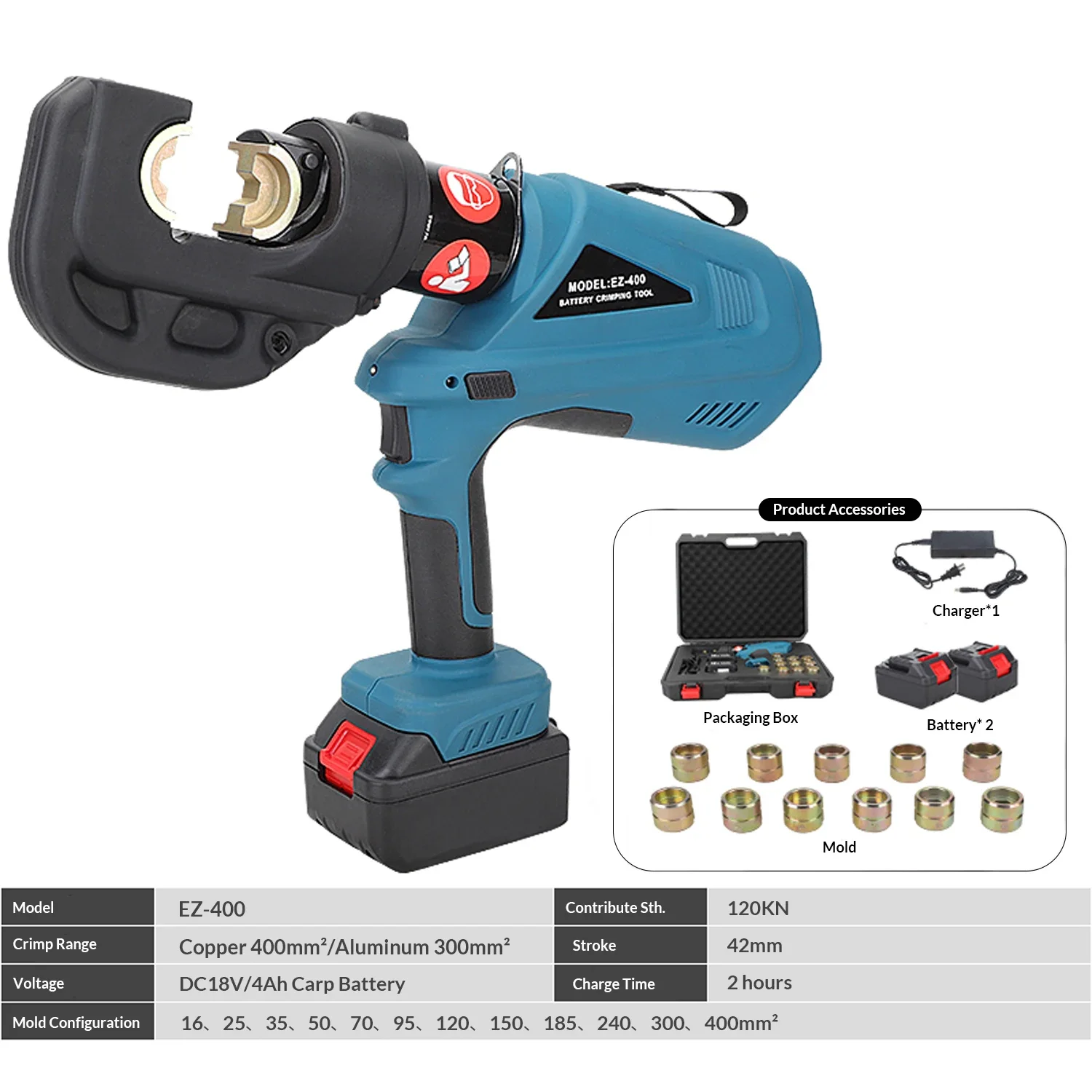 Electric Crimping Tools EZ-400 Copper Aluminum Terminals Battery Powered Hydraulic Crimping  Tools