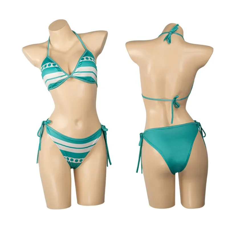 

Anime Cosplay Nami Swimming Suit Sexy Girl Bikini Cosplay Costume Suspenders Underwear Swimming Party Bra Bathrobe Kimono Dress