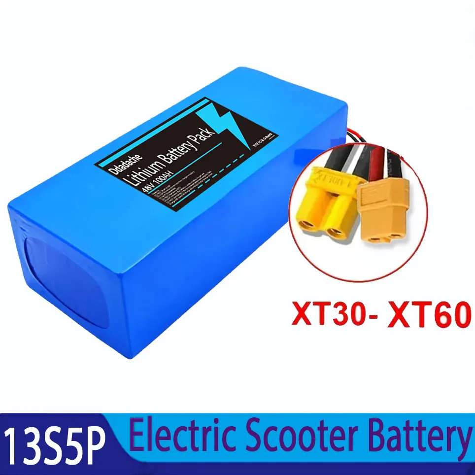 18650 batterijpakket geschikt voor 500-1000W motor 13S5P 48V 100000mAh oplaadbare lithiumbatterij, ingebouwd intelligent BMS