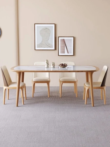 

Новый прямоугольный обеденный стол в скандинавском стиле из массива дерева 2024 года.