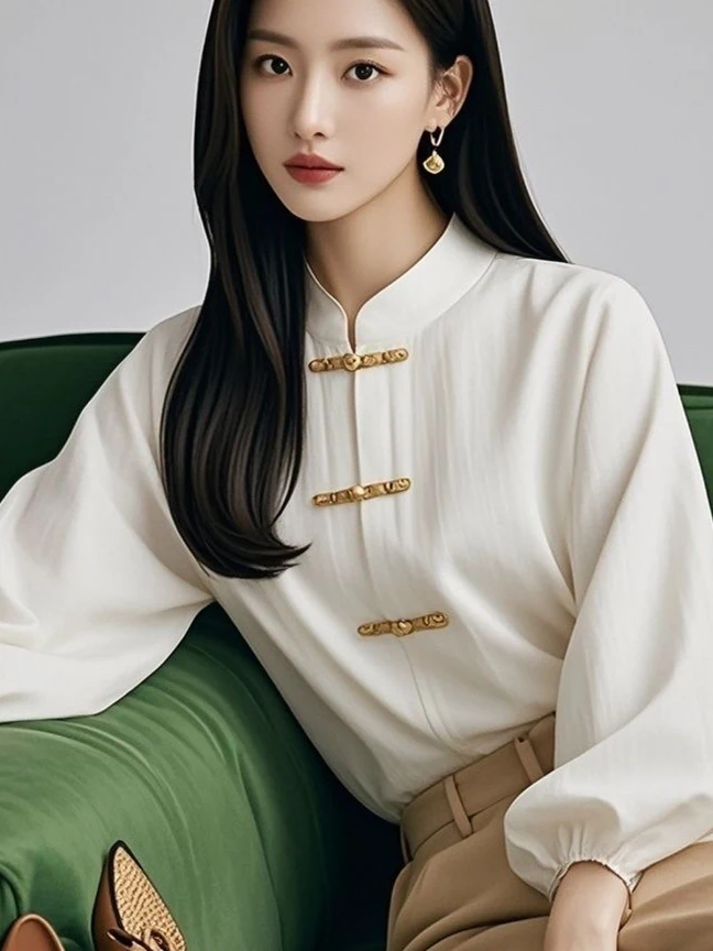 

Женская блузка Ele Long Sve: Новинка Весны, Элегантный Облегающий Топ, Модный Повседневный Стиль, Теплая Однотонная Блузка