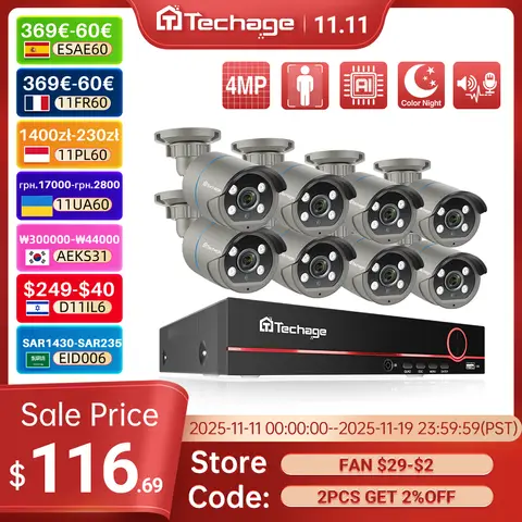 8CH 4MP HD POE CCTV Security System Techage