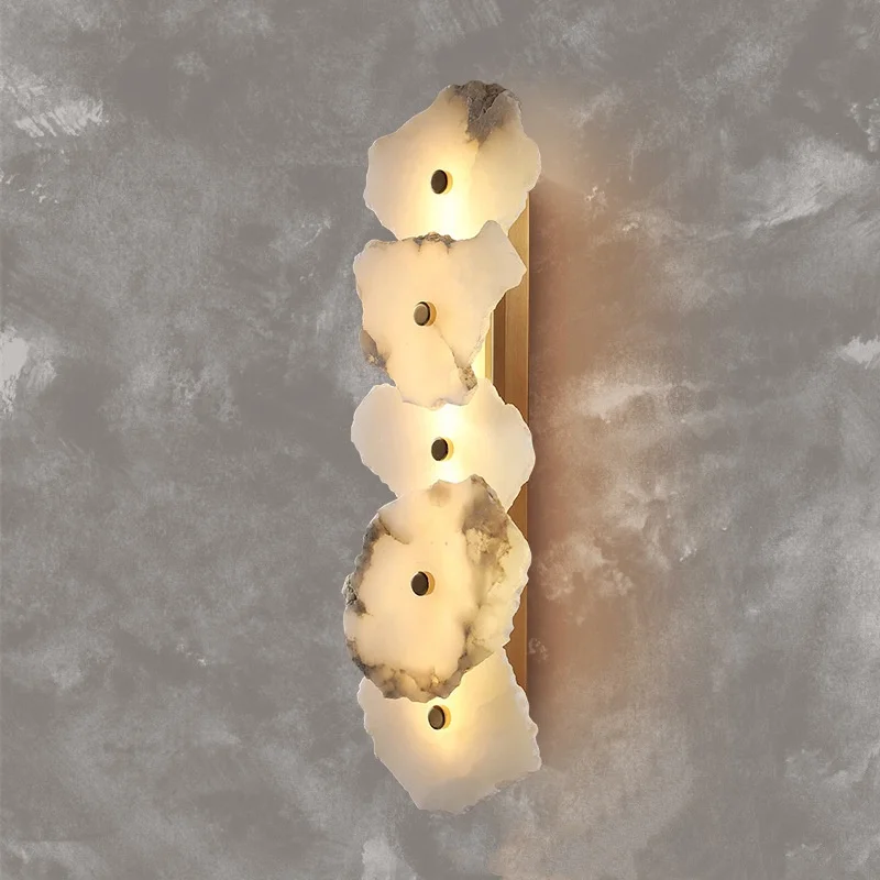 

Novelty Irregular Marble LED Wall Lamp Luxury Copper Wall Sconce for TV Background Bedside Restaurant Decor Art Lighting