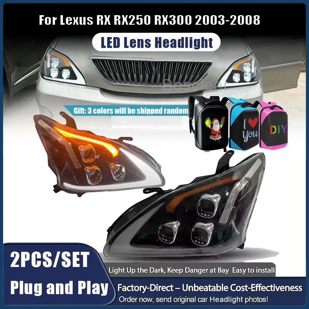 

Car For Lexus RX Headlight 2003-2008 Upgrade Modified to New DRL Dynamic Turn Signal LED Headlamp Auto Accessories Plug and Play