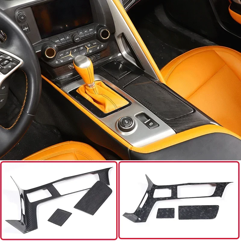 For 2014-2019 Chevrolet Corvette C7 real carbon fiber car styling car central control shift panel frame car interior accessories