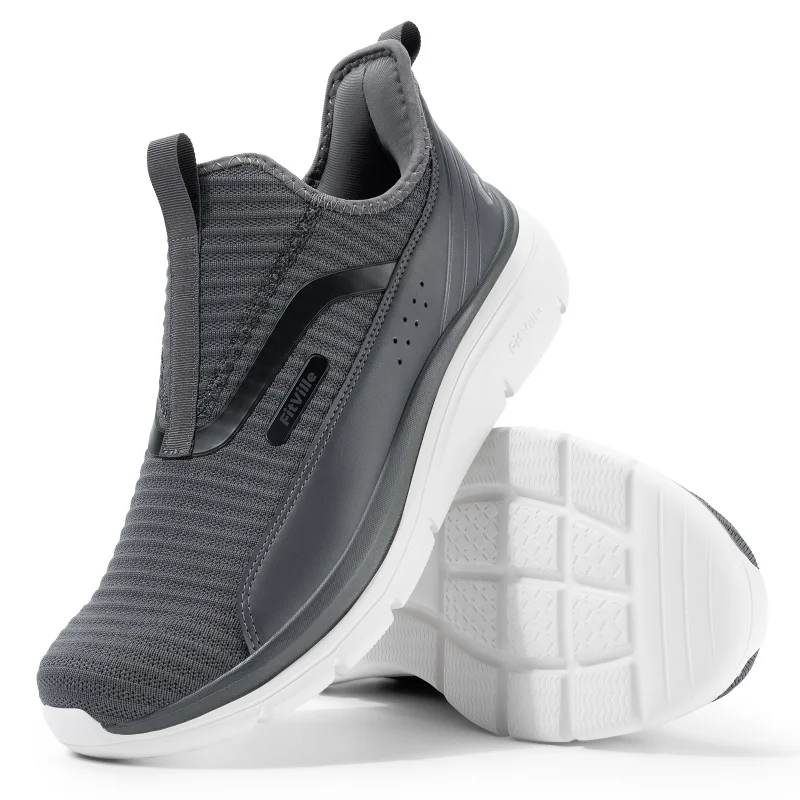 FitVille Mens Wide Fit Slip On Trainers נעלי הליכה ברוחב רחב במיוחד, ריבאונד גבוה