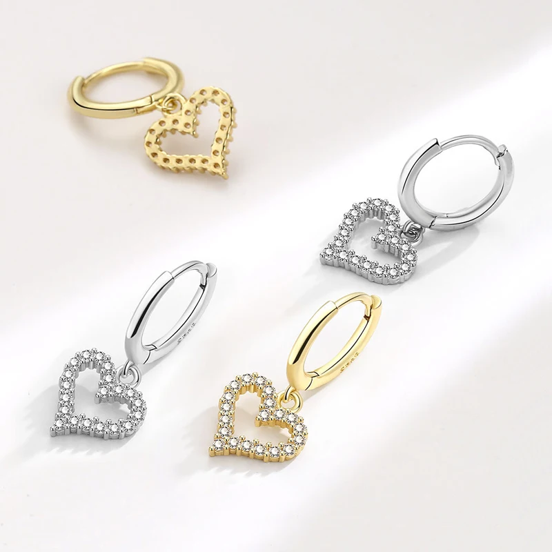 New Fashion Round&Square AAA Zircon Pendant Hoop Earrings 925 Sterling Silver Fine Rhinestones Drop Women Gift Jewelry Eardrop