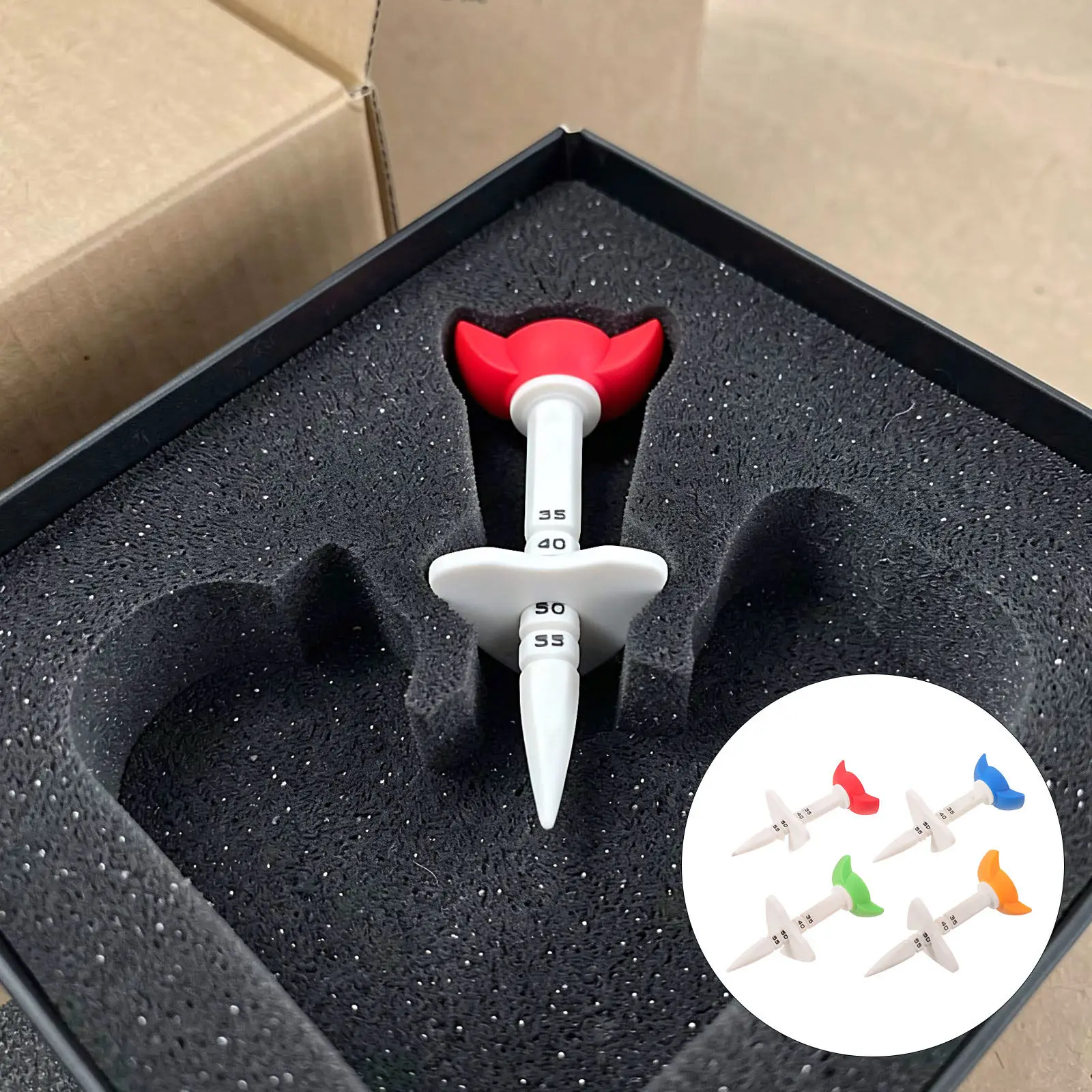 4Pcs Golf Practice Tees Adjustable Height 35-55Mm Plastic Colored Stable Golf Standing Tee for Training Golfing Ball Tee