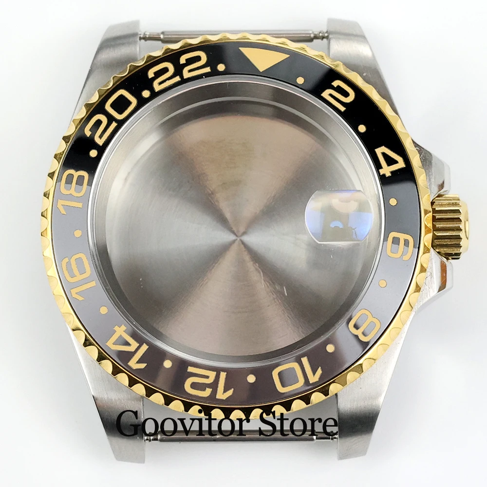 

40MM NH35 Case Sapphire Glass For sub gmt yacht NH34 NH35 NH36 Movement 28.5mm dial Gold silver 316L steel Watch Accessories