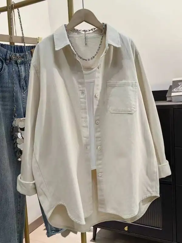 

Повседневная женская свободная рубашка-жакет с длинным рукавом на пуговицах, утягивающая верхняя одежда больших размеров, топ, юбка А-силуэта с высокой талией, для офиса/повседневной носки