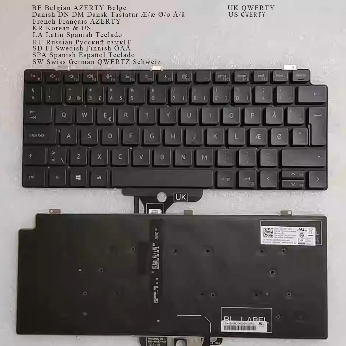 

New Belgian Danish French Korean Latin Spanish Russian Swedish Swiss UK US Keyboard for DELL Latitude 7310 E7310 2-in-1 BACKLIT