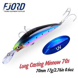 FJORD 70mm 17g Fishing Bait Heavy Minnow Laser Hard Artificial Bait Plastic Professional Seawater Lure Sinking Fishing Equipment