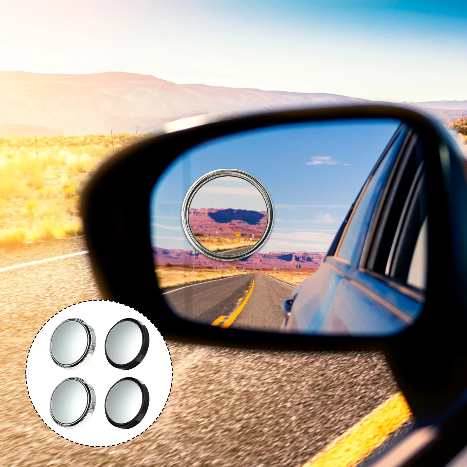 

2 Pairs Auxiliary Mirror Car Side Rearview Wide Angle Plastic Mirrors Baby Dead Parking Reversing