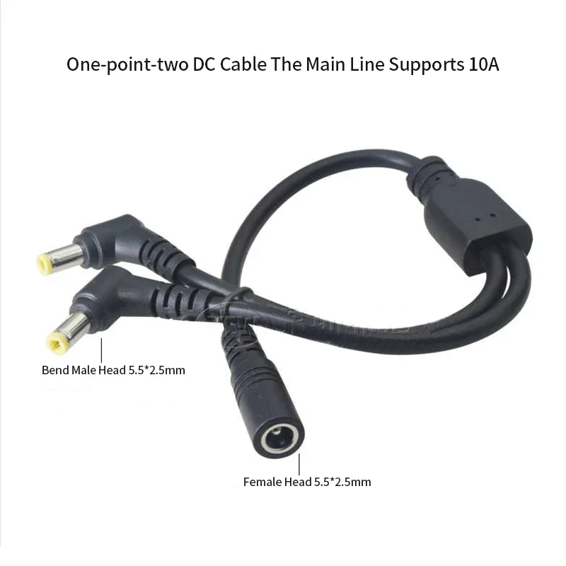 10A Elbow DC5.5 x 2.5 Wire Splitter Connection Cable Monitoring Power Line Bold DC5521 1 Female to 2/3/4 Male Extension Wire - view 3