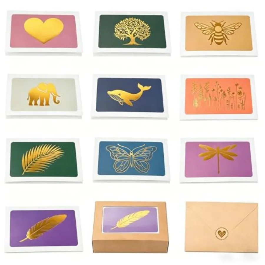 

Note cards with envelopes 30 Pack All Occasion Assorted Greeting Cards, 10 Gold Foil Designs with Stickers and Envelopes 4" x 6