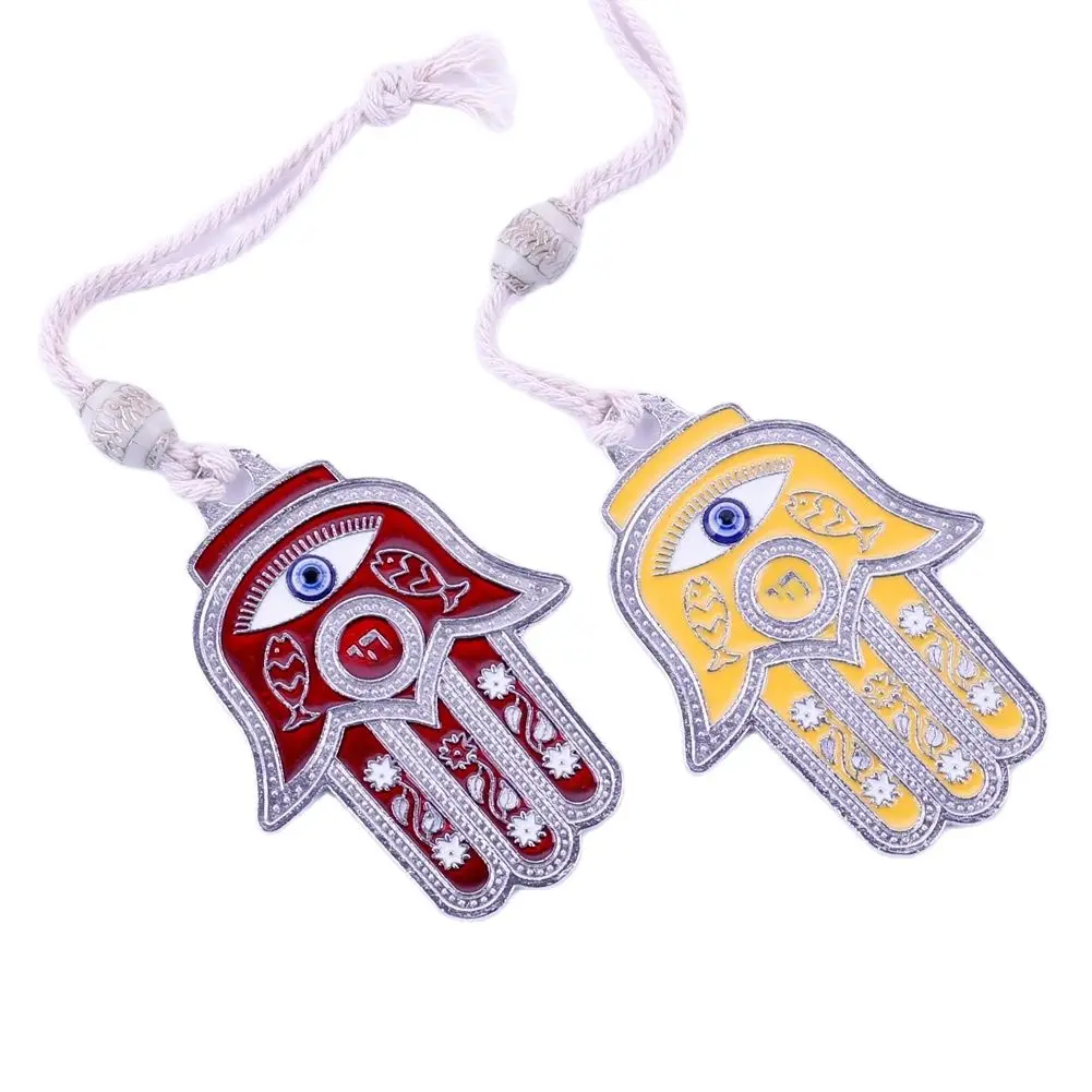 Alloy Hamsa Hand of Fatima Pendant Greek Eye Decoration House Home Wall Hanging Decor Nazar Boncuk Charm Wind Chimes Ornament