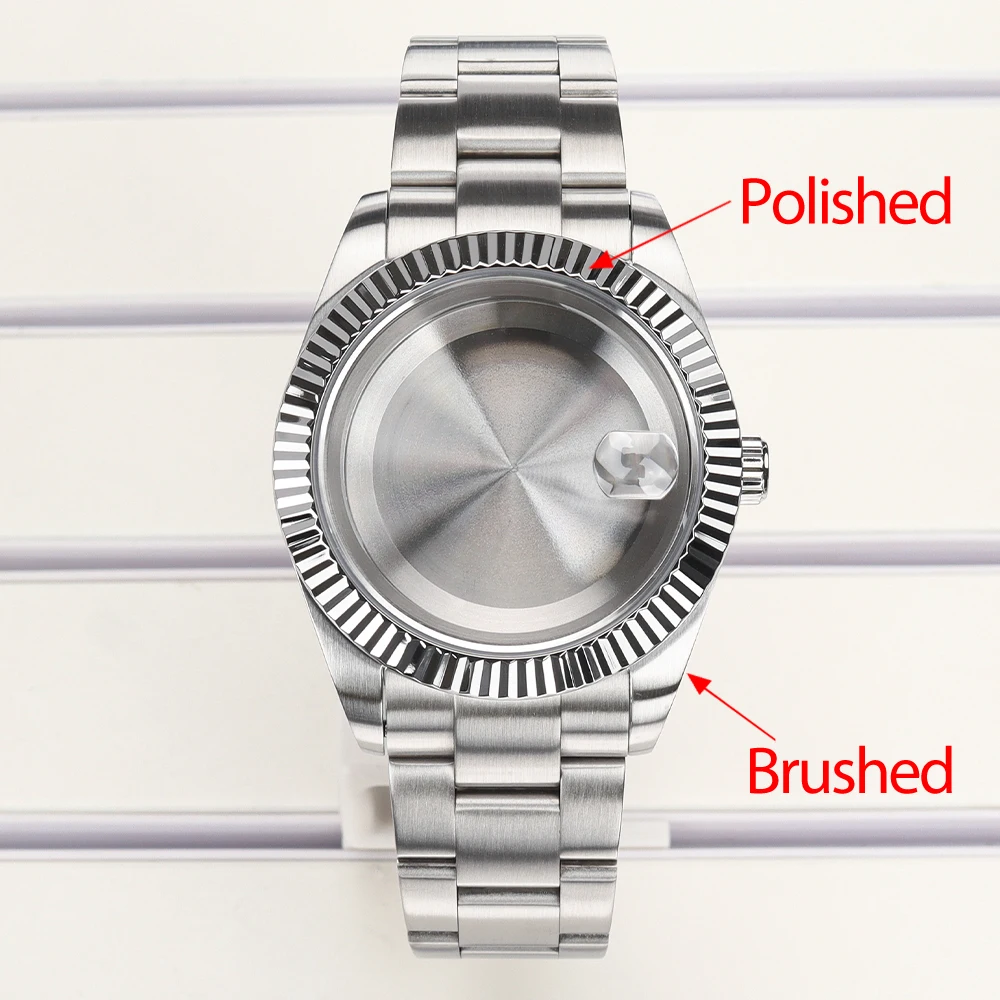 36mm-39mm-brushed-watch-case-polished-fluted-bezel-sapphire-for-nh35-nh36-mingzhu-dg2813-3804-miyota8205-8215-movement-case-nh35