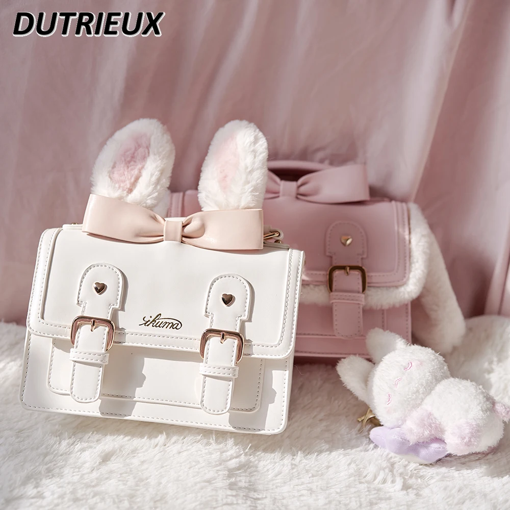 Handbag for Ladies Lolita Style Ear Detachable Portable Crossbody Bags Cute Preppy Sweet Spring Summer Women's Handbags