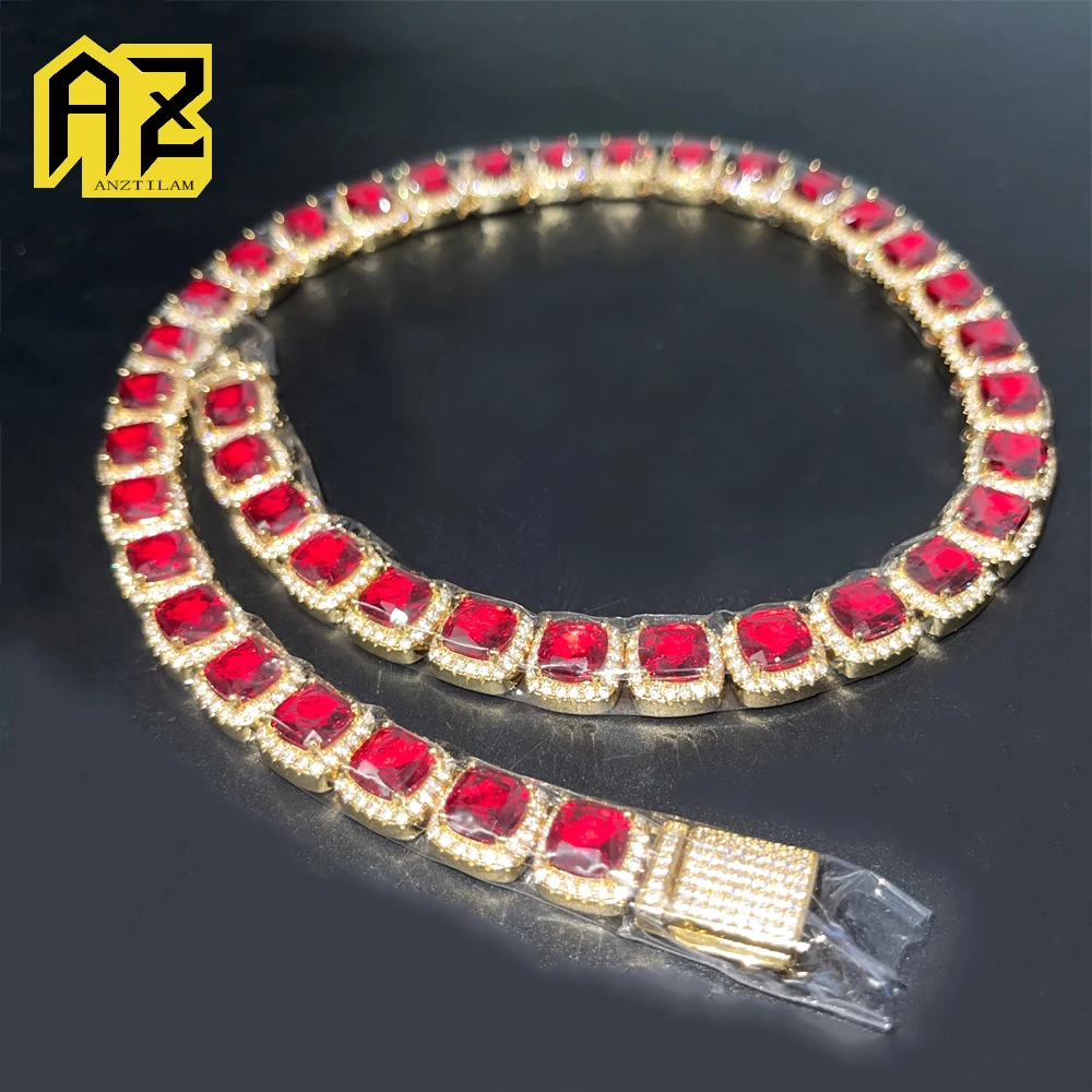 

Anztilam Red Princess Cut Циркон 10 мм Теннисная цепочка Ожерелья для мужчин и женщин Iced Out Chain Хип-хоп Ювелирные изделия Бесплатная доставка