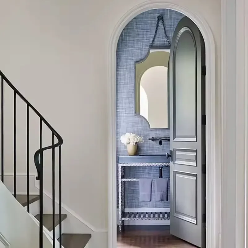 American Retro Solid Wood Arched Door for Bedroom Factory Direct Sales Custom Size Available Low MOQ Interior Room Door