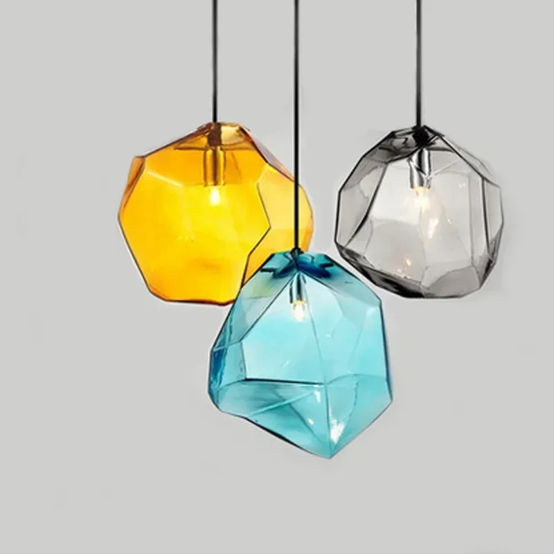 

Simple Stone Glass Pendant Light Colorful Indoor G4 LED Lamp The Restaurant Dining Room Bar Cafe Shop Lighting Fixture AC110-265