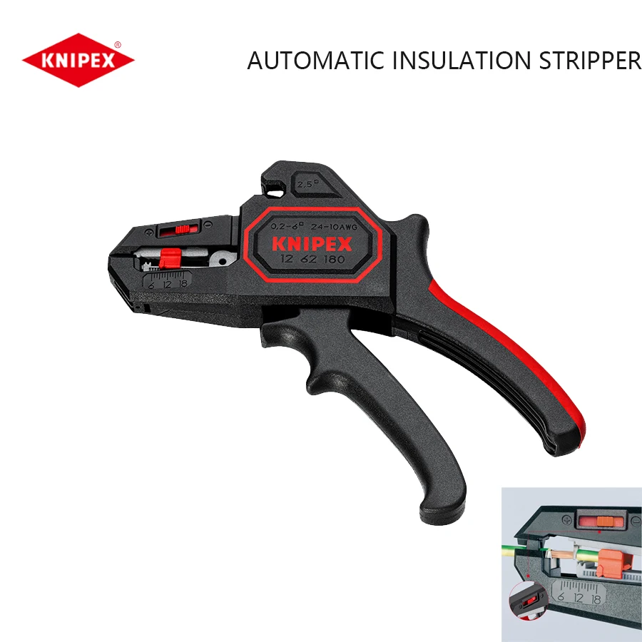 KNIPEX 1262180 Automatic Insulation Stripper 180 mm Stripping Pliers Convenient and Quick Stripping