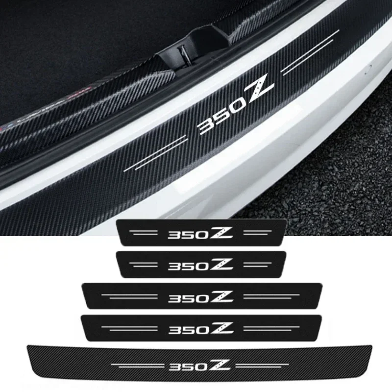 

Carbon Fiber Car Door Threshold Tape Sill Protective Stickers Decal for Nissan 350Z Logo Rear Trunk Bumper Scratch Guard Trim