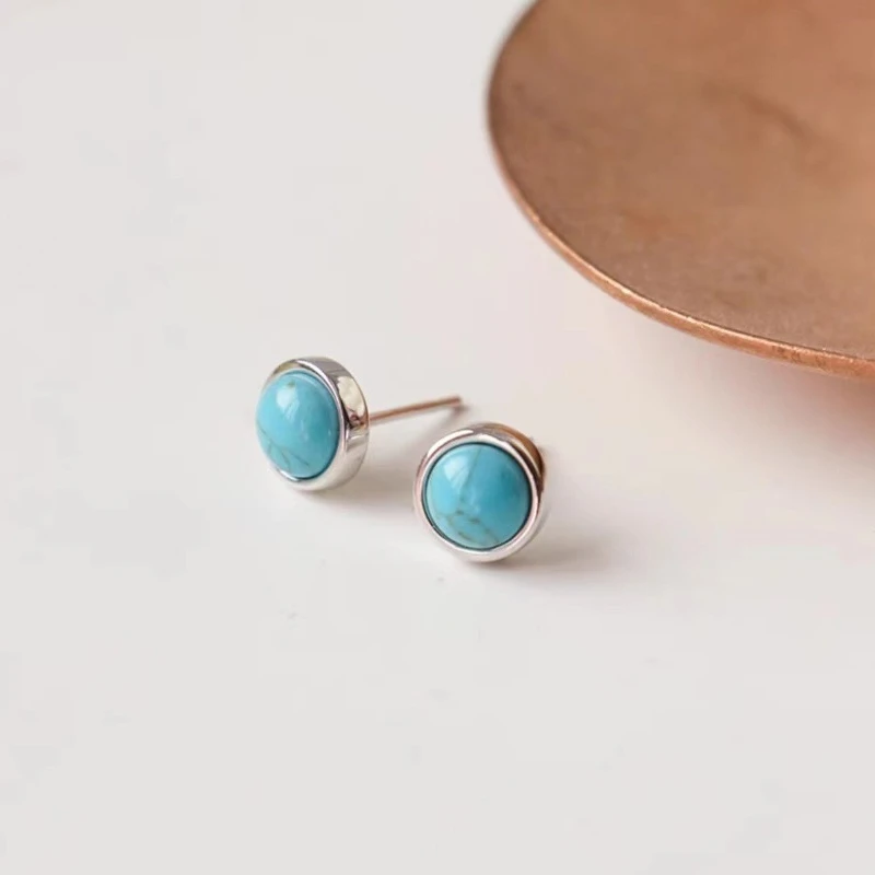 Small Design Earrings, Female Turquoise Ear Hole, Simple, Retro Art Style Earrings Gift