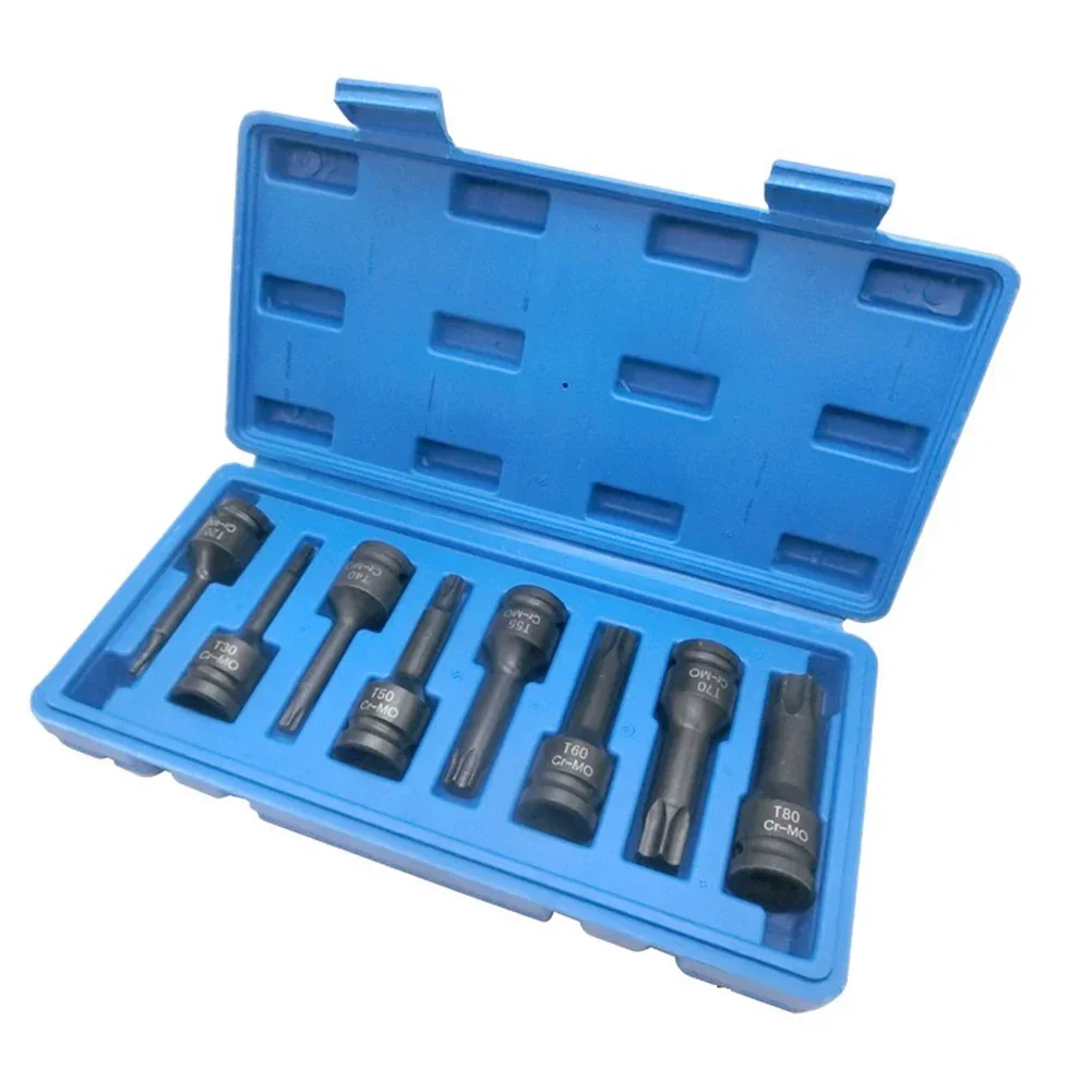 1/2 Inch Drive Impact Torx Star Bit Socket Sets T20 T30 T40 T50 T55 T60 T70 T80 Key Wrench Tools Set For Repair Accessories