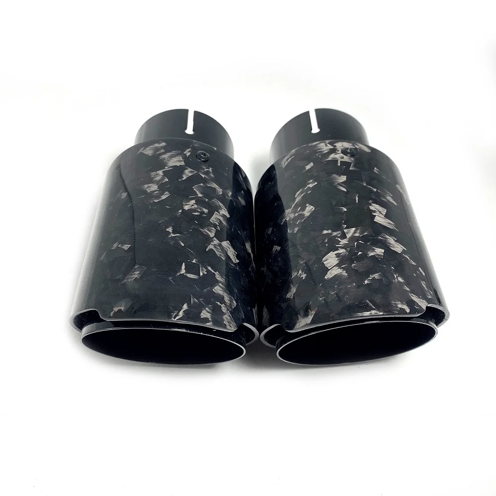 1 Piece Car Forged Carbon Muffler Tip Exhaust System Universal Straight Black Stainless Marbling Exhaust Mufflers Nozzle for Ak