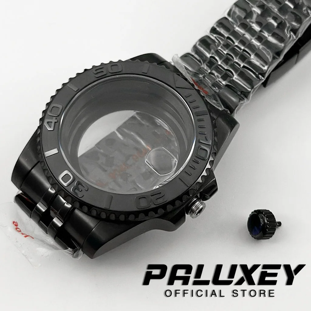 무브먼트 사파이어 글래스 시계 케이스 글라이드 잠금 걸쇠, NH35, PVD 블랙, 40mm 다이버 방수 핏, NH34, NH35, NH36, NH70, NH72, ETA2824