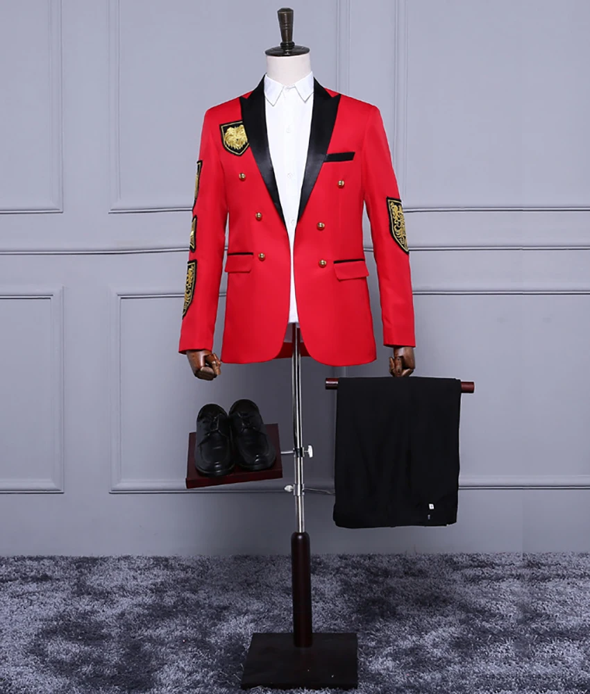 korean 2-piece Men's Suit ( Blazer+Pants ) High Quality Men's Stage Costume Wedding Tuxedos Casual suit Homecoming Gowns