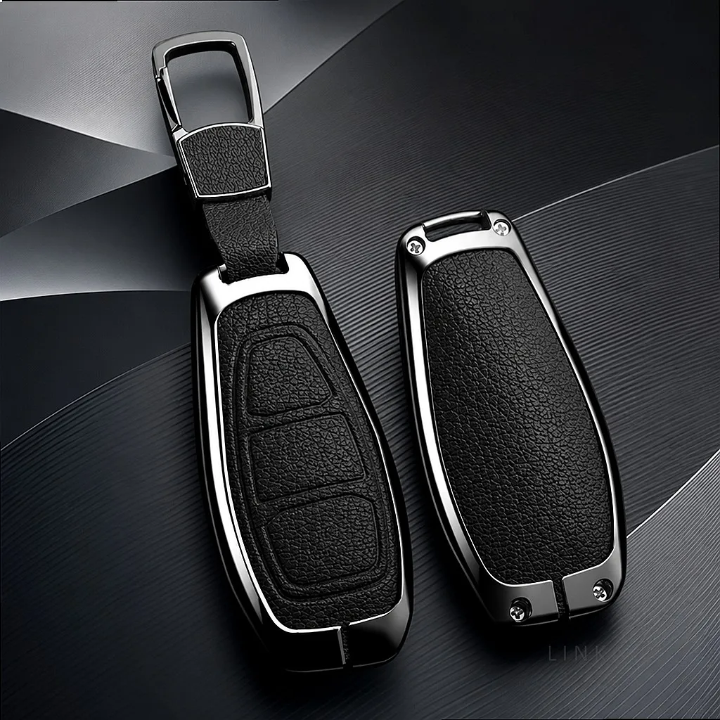 Suitable Car Leather Remote Key Case Cover for Ford Focus 3 4 ST Fiesta Fusion Kuga Ecosport Mondeo MK3 MK4 Protect Accessories - view 2
