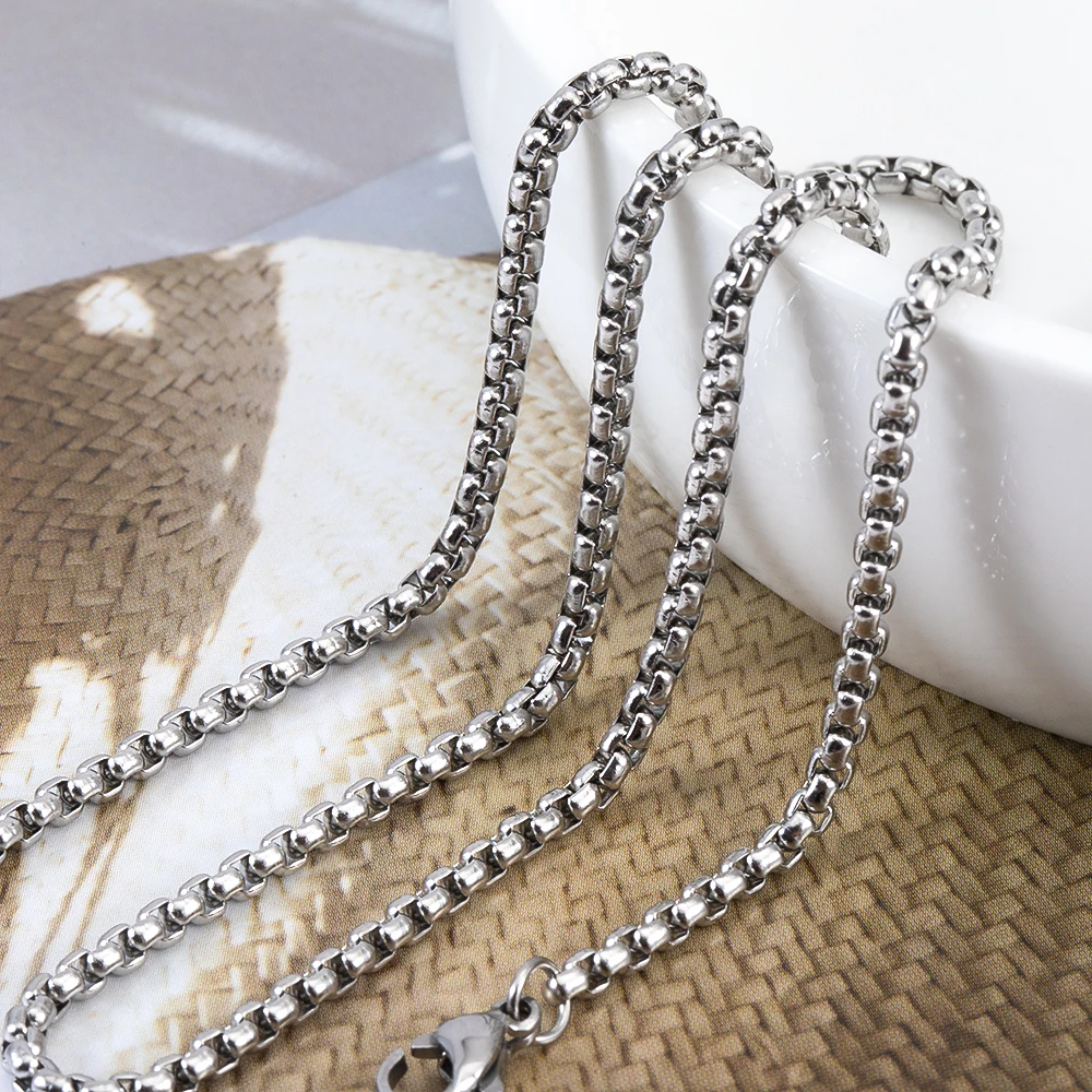 10pcs 5pcs Stainless Steel Square Bead Chain Multi-Styles Necklace Chains with Lobster Clasp DIY Jewelry Making Findings No Fade