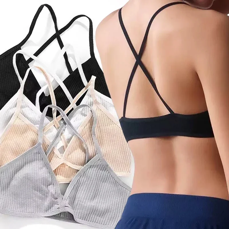 Sexy Seamless Bra Bras For Women Deep-V Triangle Thin Bralette Back Bra Underwear Top Female Solid Shoulder Strap Vest Lingerie